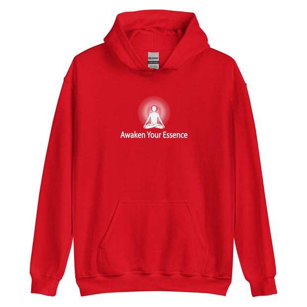 "Awaken Your Essence" Positive Thought Brand Unisex Hoodie (White Lettering)