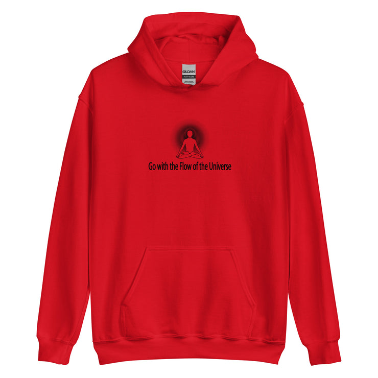 "Go with the Flow of the Universe" Positive Thought Brand Unisex Hoodie (Black Graphic)