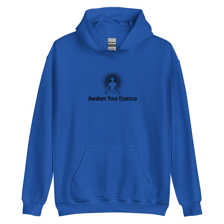 "Awaken Your Essence" Positive Thought Brand Unisex Hoodie (Black Lettering)
