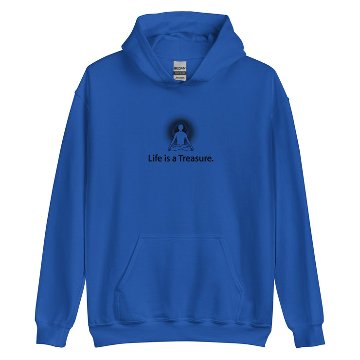 "Life is a Treasure" Positive Thought Brand Unisex Hoodie (Black Graphic)