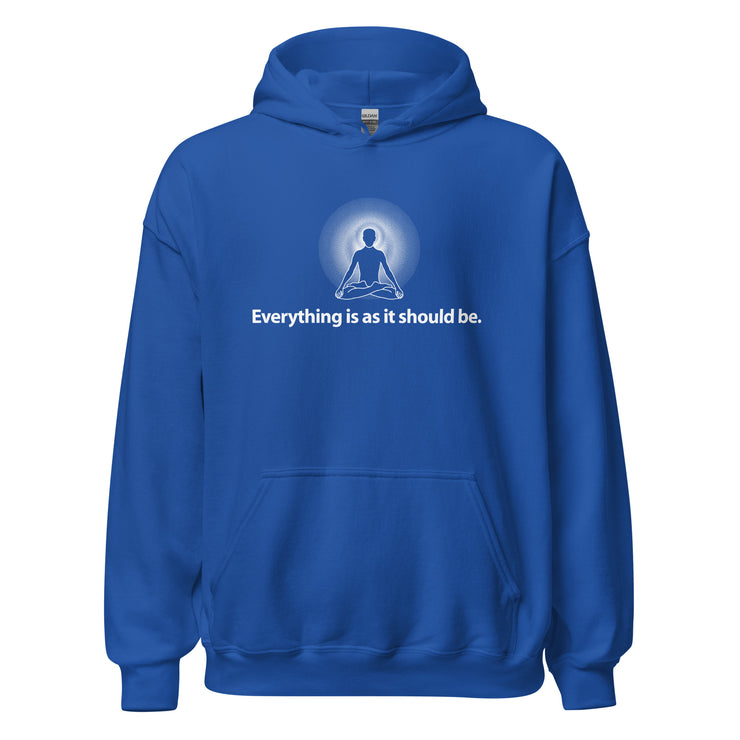 "Everything is as it should be." Positive Thought Brand Unisex Hoodie (White Graphic)