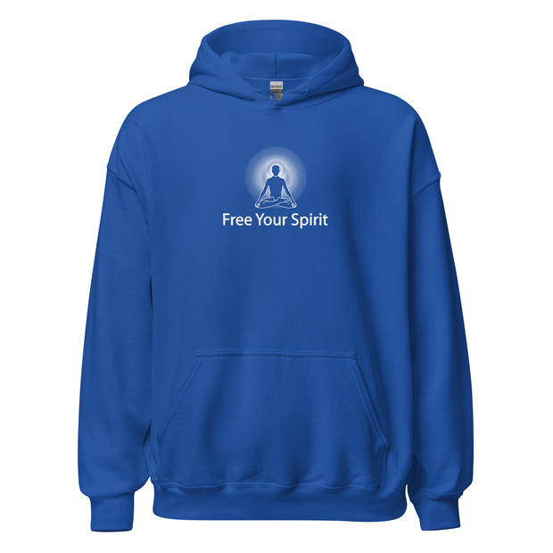 "Free Your Spirit" Positive Thought Brand Unisex Hoodie (White Graphic)