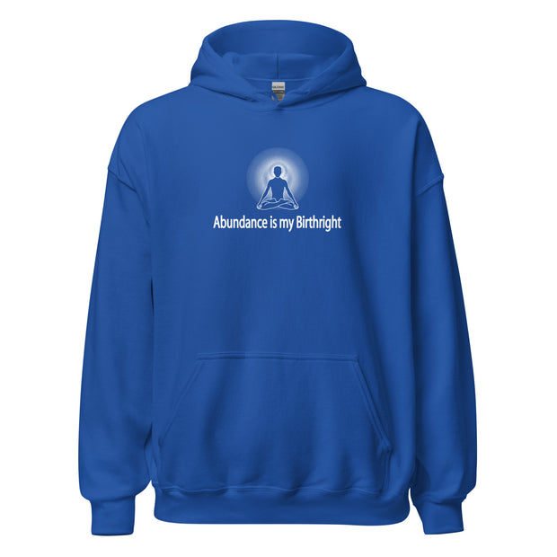 "Abundance is my Birthright" Positive Thought Brand Unisex Hoodie (White Graphic)