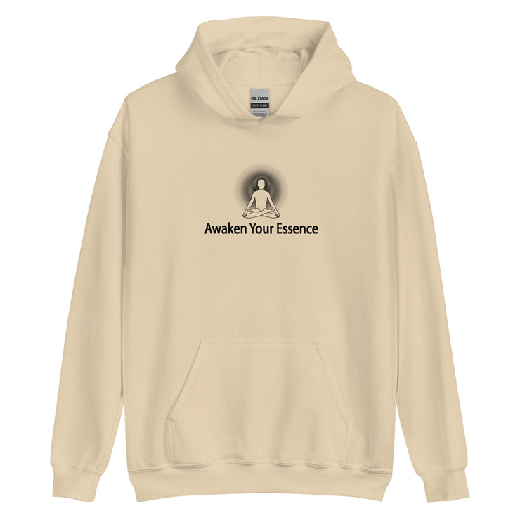 "Awaken Your Essence" Positive Thought Brand Unisex Hoodie (Black Lettering)