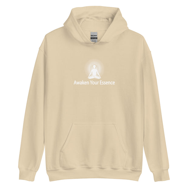 "Awaken Your Essence" Positive Thought Brand Unisex Hoodie (White Lettering)