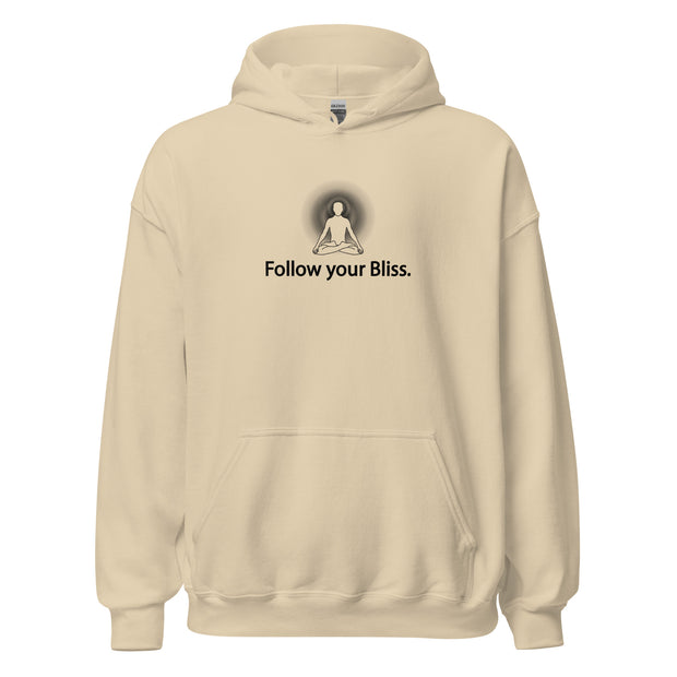"Follow Your Bliss" Positive Thought Brand Unisex Hoodie (Black Graphic)