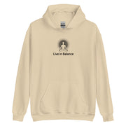 "Live in Balance" Positive Thought Brand Unisex Hoodie (Black Graphic)