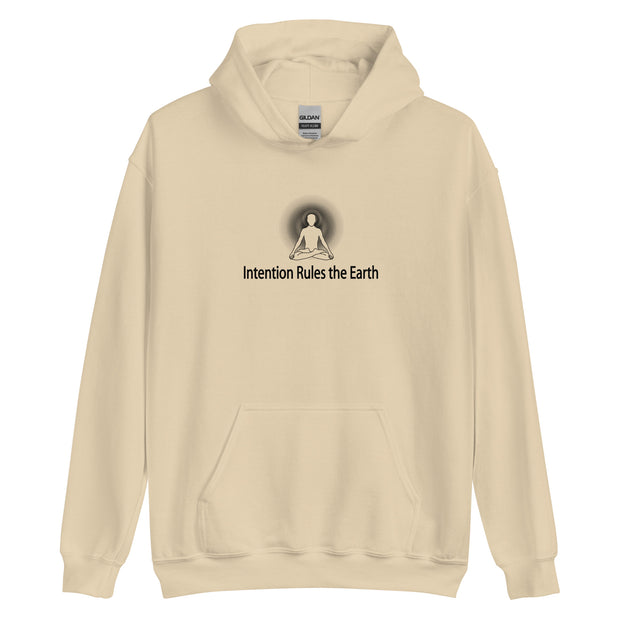 "Intention Rules the Earth" Positive Thought Brand Unisex Hoodie (Black Graphic)
