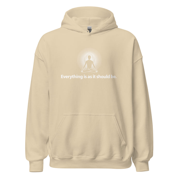 "Everything is as it should be." Positive Thought Brand Unisex Hoodie (White Graphic)