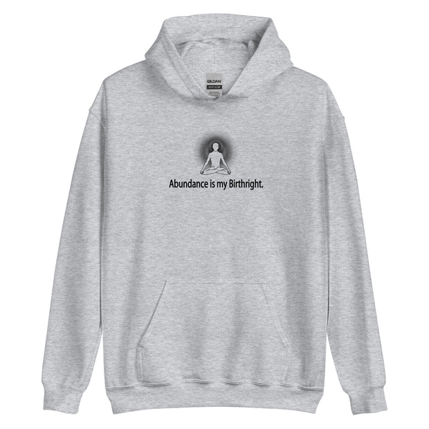 "Abundance is my Birthright" Positive Thought Brand Unisex Hoodie (Black Lettering)