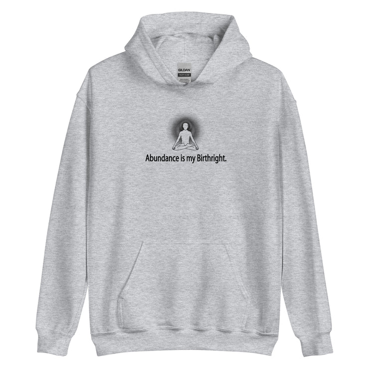 "Abundance is my Birthright" Positive Thought Brand Unisex Hoodie (Black Lettering)