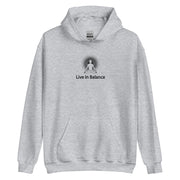 "Live in Balance" Positive Thought Brand Unisex Hoodie (Black Graphic)