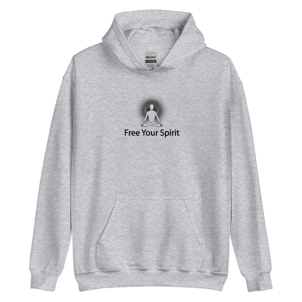 "Free Your Spirit" Positive Thought Brand Unisex Hoodie (Black Graphic)