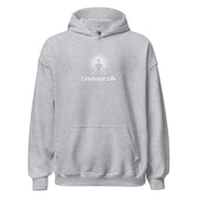 "Celebrate Life" Positive Thought Brand Unisex Hoodie (White Graphic)