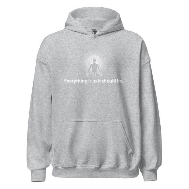 "Everything is as it should be." Positive Thought Brand Unisex Hoodie (White Graphic)