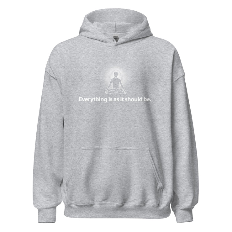 "Everything is as it should be." Positive Thought Brand Unisex Hoodie (White Graphic)