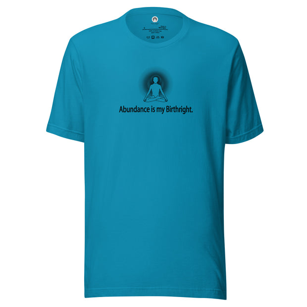 "Abundance is my Birthright" Positive Thought Brand Unisex T-Shirt (Black Lettering)
