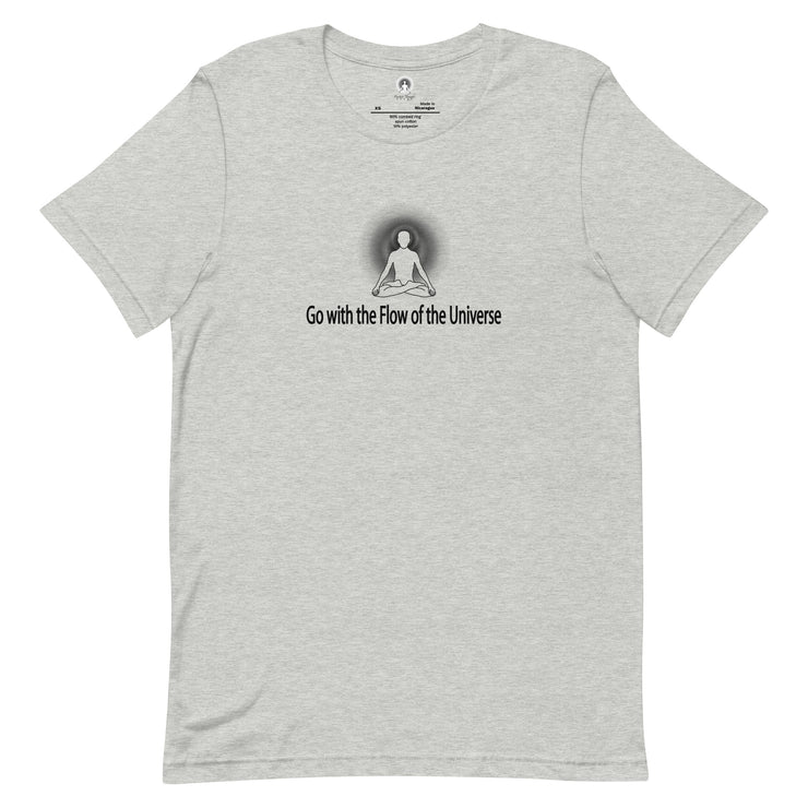"Go With the Flow of the Universe" Positive Thought Brand Unisex T-Shirt (Black Graphic)