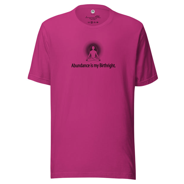 "Abundance is my Birthright" Positive Thought Brand Unisex T-Shirt (Black Lettering)