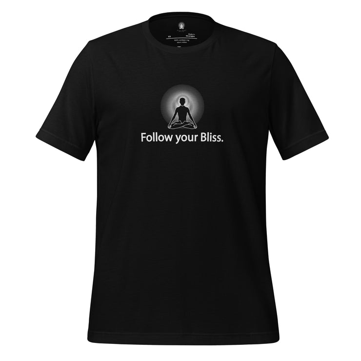 "Follow Your Bliss" Positive Thought Brand Unisex T-Shirt (White Graphic)