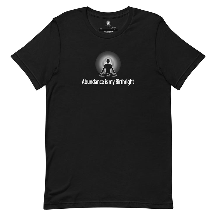 "Abundance is my Birthright" Positive Thought Brand Unisex T-Shirt (White Graphic)