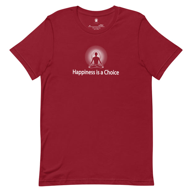 "Happiness is a Choice" Positive Thought Brand Unisex T-Shirt (White Graphic)