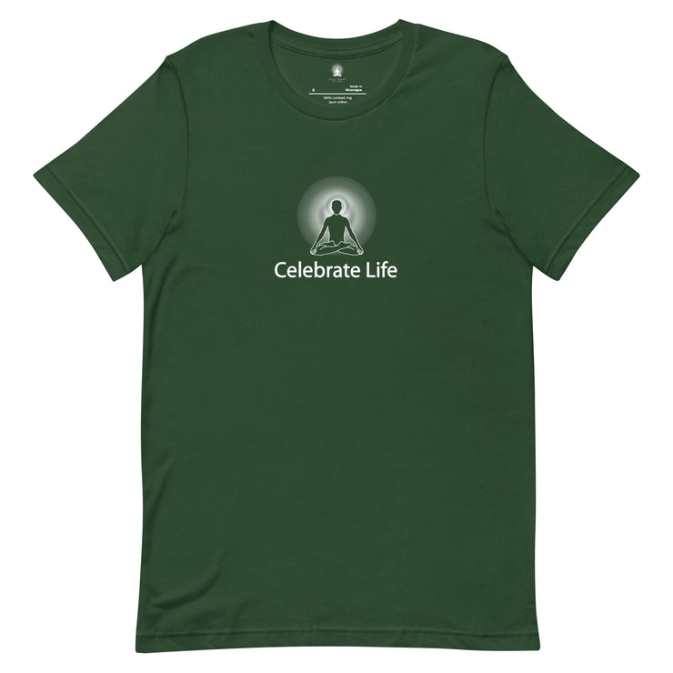 "Celebrate Life" Positive Thought Brand Unisex T-Shirt (White Graphic)