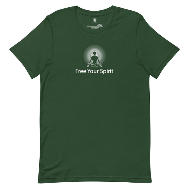 "Free Your Spirit" Positive Thought Brand Unisex T-Shirt (White Graphic))