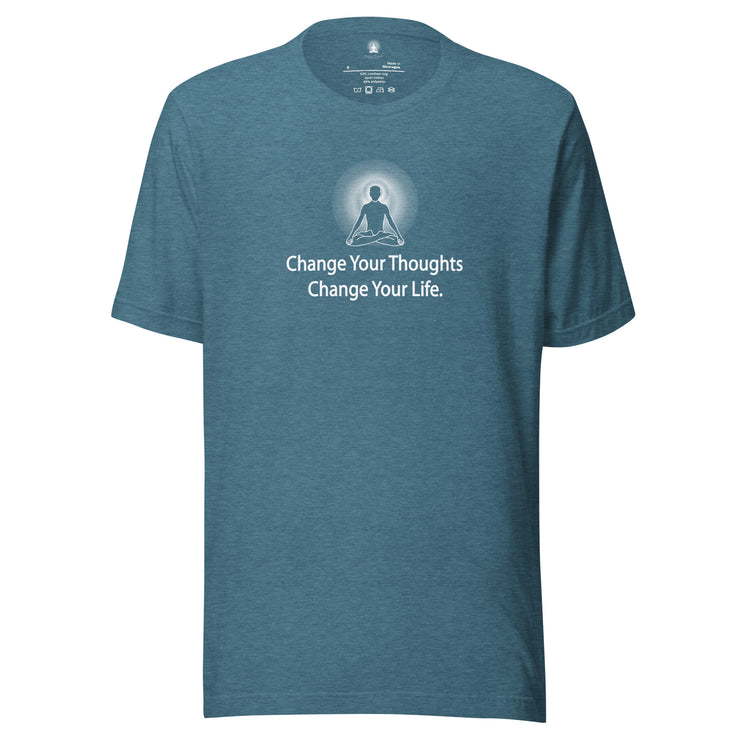 "Change Your Thoughts Change Your Life" Positive Thought Brand Unisex T-Shirt (White Graphic)