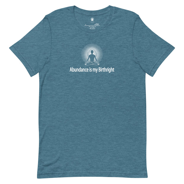 "Abundance is my Birthright" Positive Thought Brand Unisex T-Shirt (White Graphic)