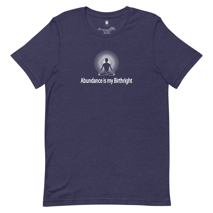 "Abundance is my Birthright" Positive Thought Brand Unisex T-Shirt (White Graphic)