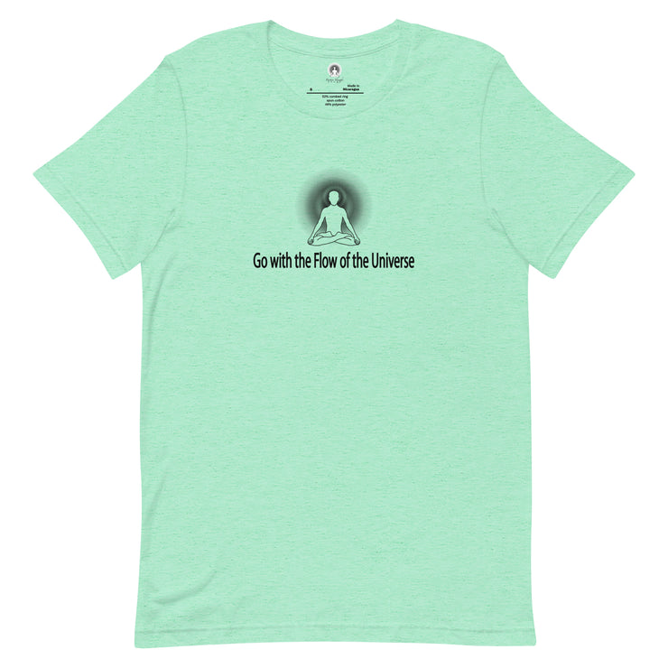 "Go With the Flow of the Universe" Positive Thought Brand Unisex T-Shirt (Black Graphic)