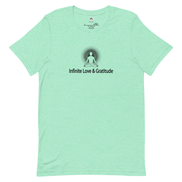 "Infinite Love & Gratitude" Positive Thought Brand Unisex T-Shirt (Black Graphic)