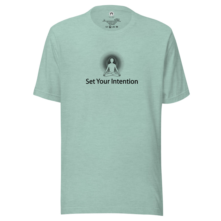 "Set Your Intention" Positive Thought Brand Unisex T-Shirt (Black Graphic)