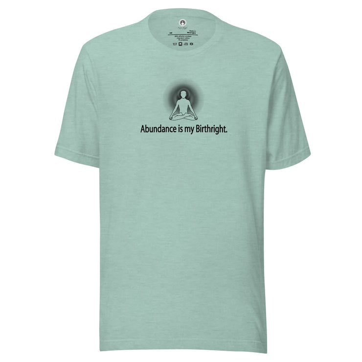 "Abundance is my Birthright" Positive Thought Brand Unisex T-Shirt (Black Graphic)