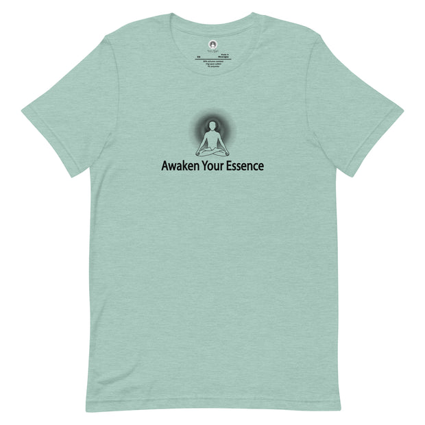 "Awaken Your Essence" Positive Thought Brand Unisex T-Shirt (Black Graphic)