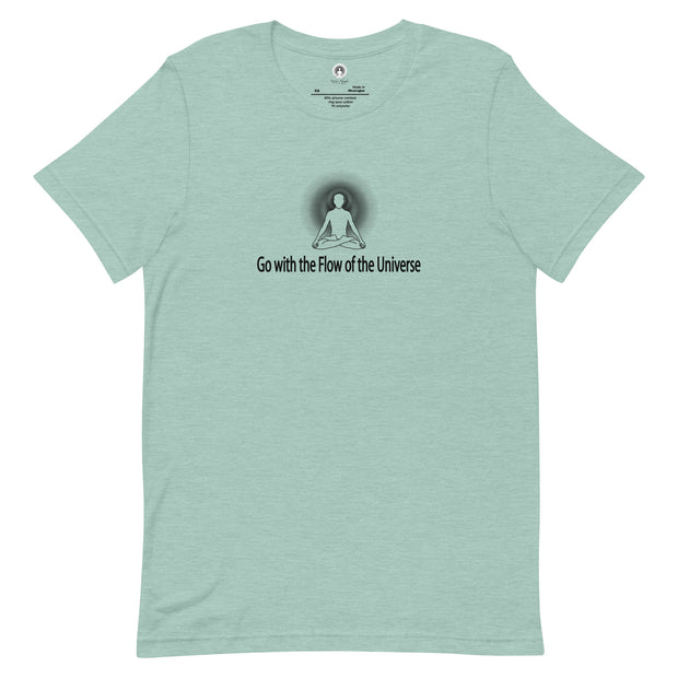 "Go With the Flow of the Universe" Positive Thought Brand Unisex T-Shirt (Black Graphic)