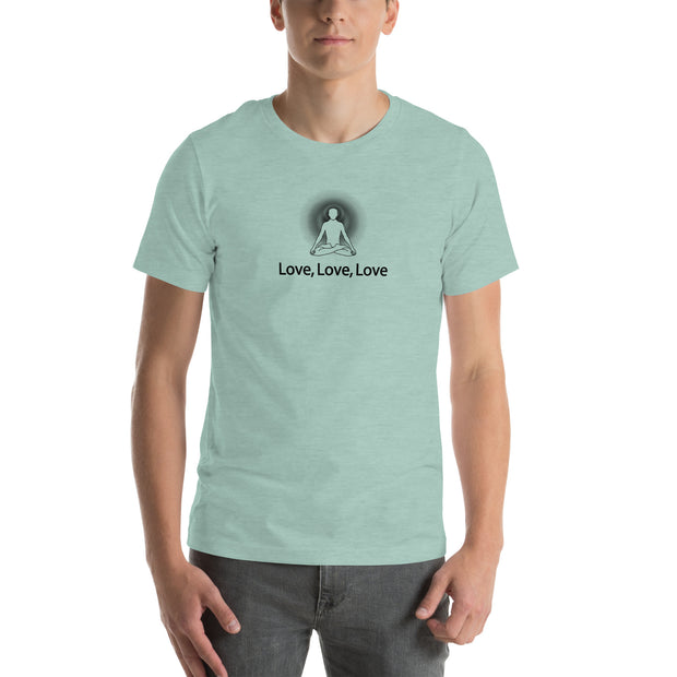 "Love, Love, Love" Positive Thought Brand Unisex T-Shirt (Black Graphic)