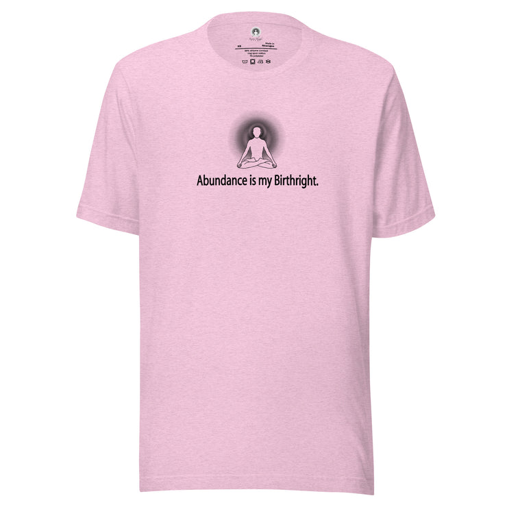 "Abundance is my Birthright" Positive Thought Brand Unisex T-Shirt (Black Graphic)