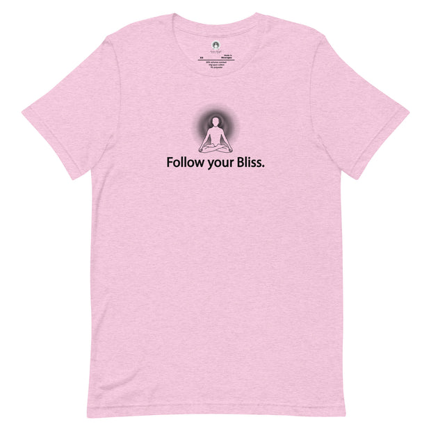 "Follow Your Bliss" Positive Thought Brand Unisex T-Shirt (Black Graphic)