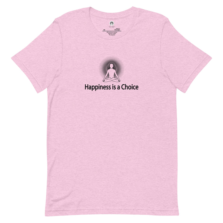 "Happiness is a Choice" Positive Thought Brand Unisex T-Shirt (Black Graphic)