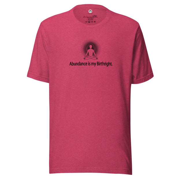 "Abundance is my Birthright" Positive Thought Brand Unisex T-Shirt (Black Lettering)