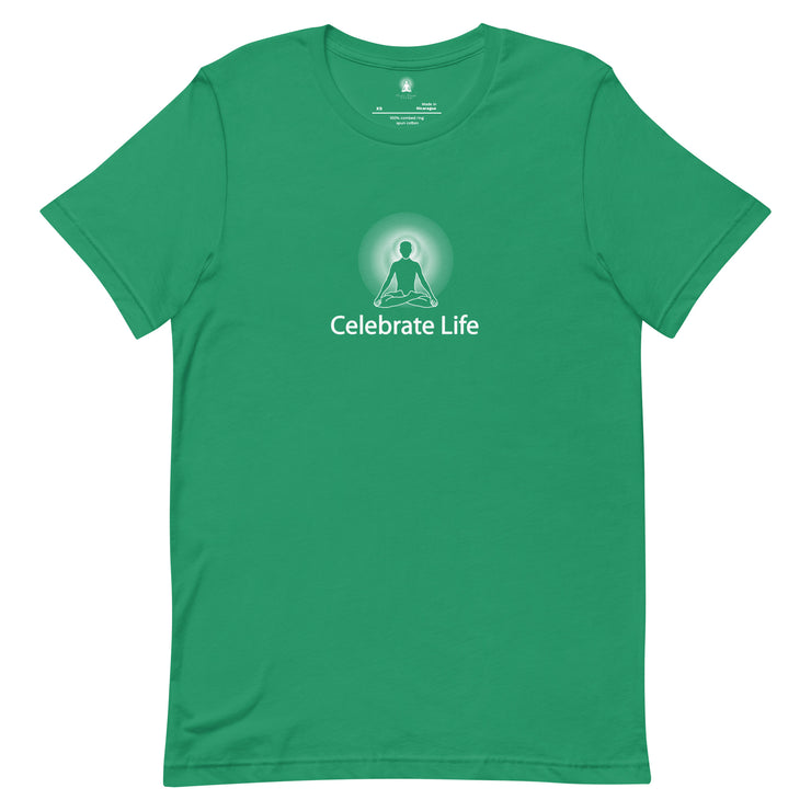 "Celebrate Life" Positive Thought Brand Unisex T-Shirt (White Graphic)