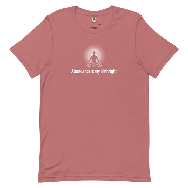 "Abundance is my Birthright" Positive Thought Brand Unisex T-Shirt (White Graphic)