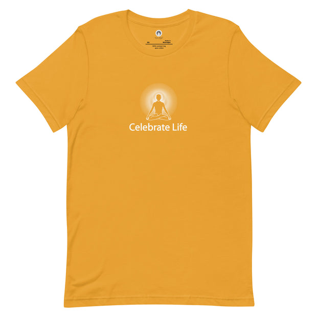 "Celebrate Life" Positive Thought Brand Unisex T-Shirt (White Graphic)