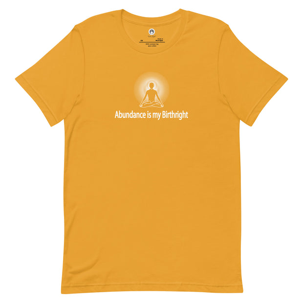 "Abundance is my Birthright" Positive Thought Brand Unisex T-Shirt (White Graphic)