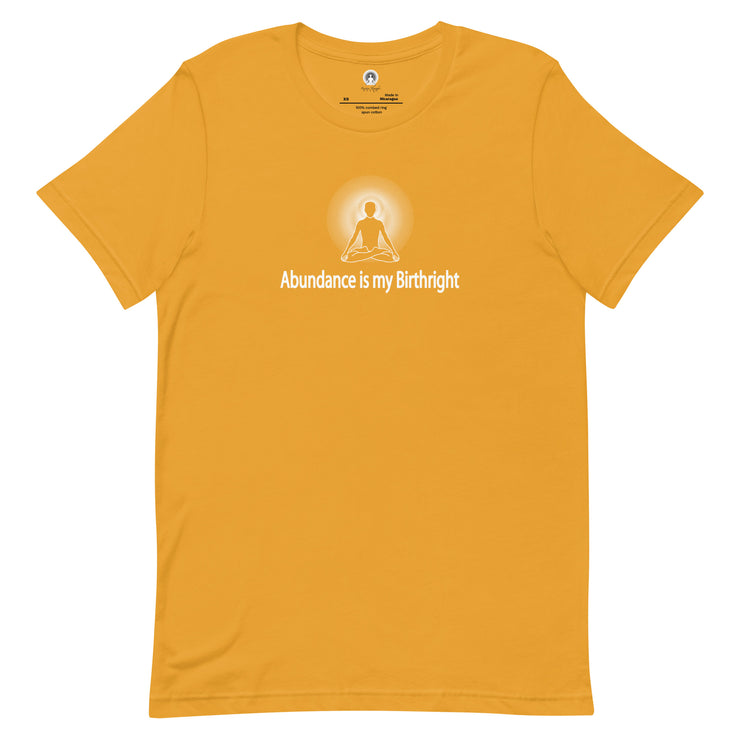 "Abundance is my Birthright" Positive Thought Brand Unisex T-Shirt (White Graphic)