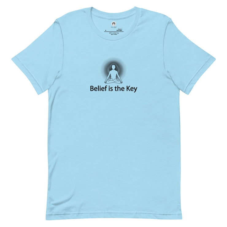 "Belief is the Key" Positive Thought Brand Unisex T-Shirt (Black Graphic)