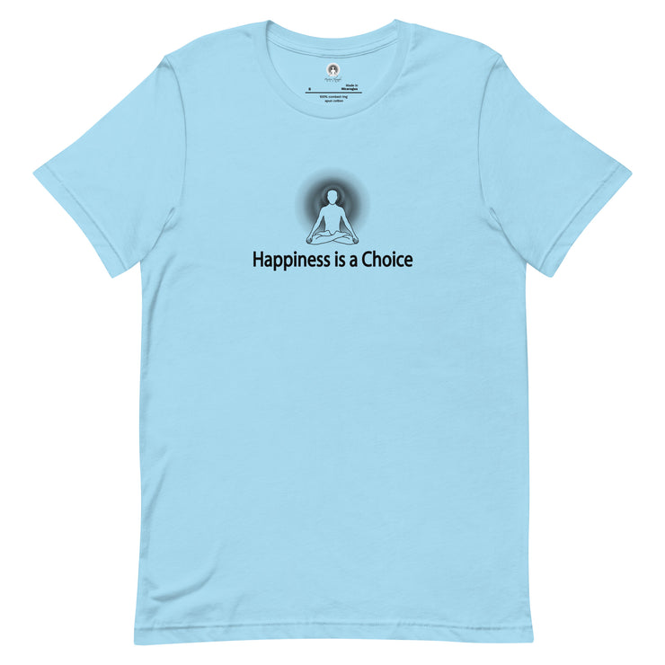 "Happiness is a Choice" Positive Thought Brand Unisex T-Shirt (Black Graphic)