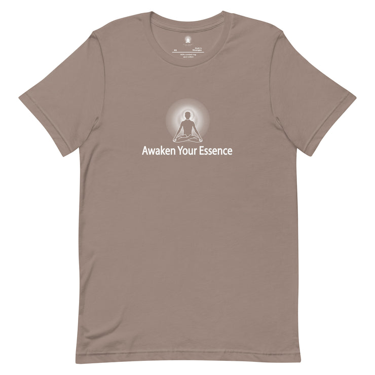 "Awaken Your Essence" Positive Thought Brand Unisex T-Shirt (White Logo)